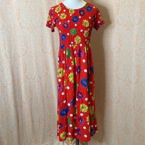 90s bright colorful rainbow daisy floral dress